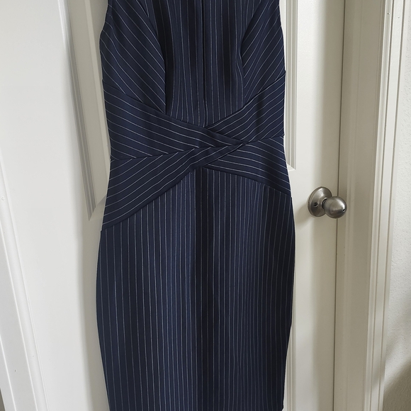 Elegant Navy Pinstripe Dress - Picture 9 of 13